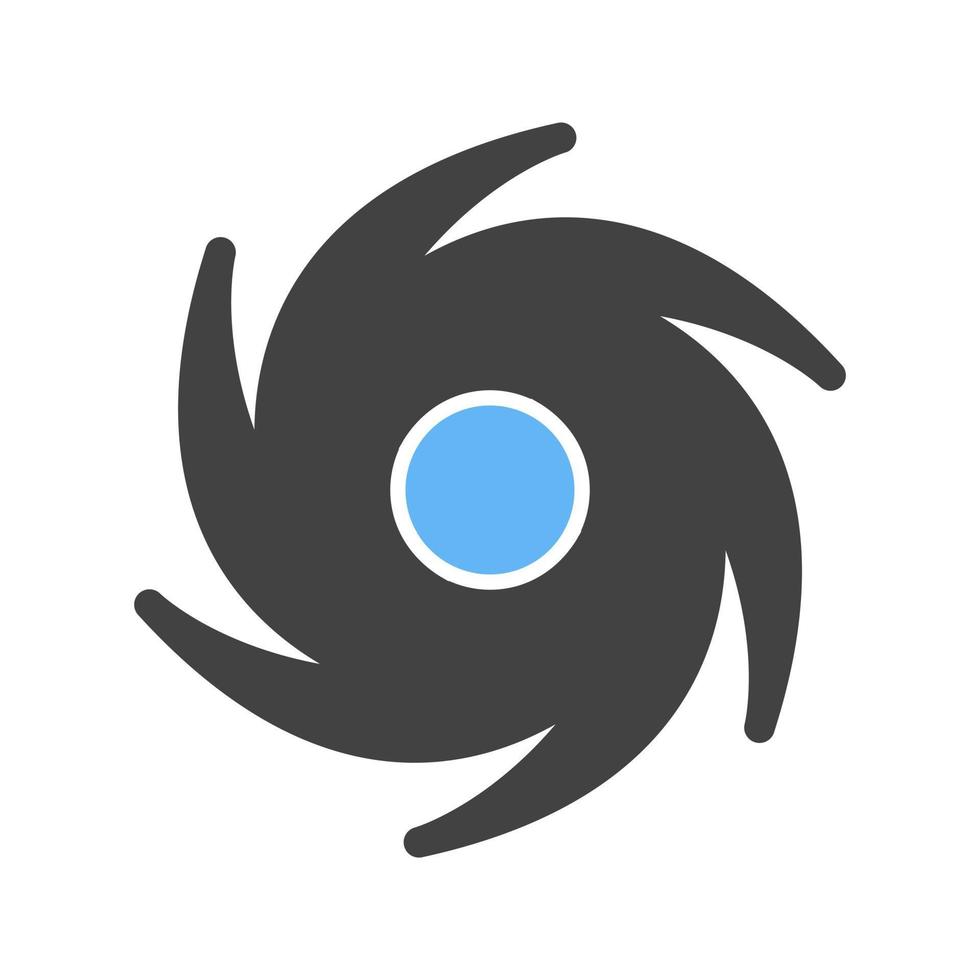 cyklon glyf blå och svart ikon vektor