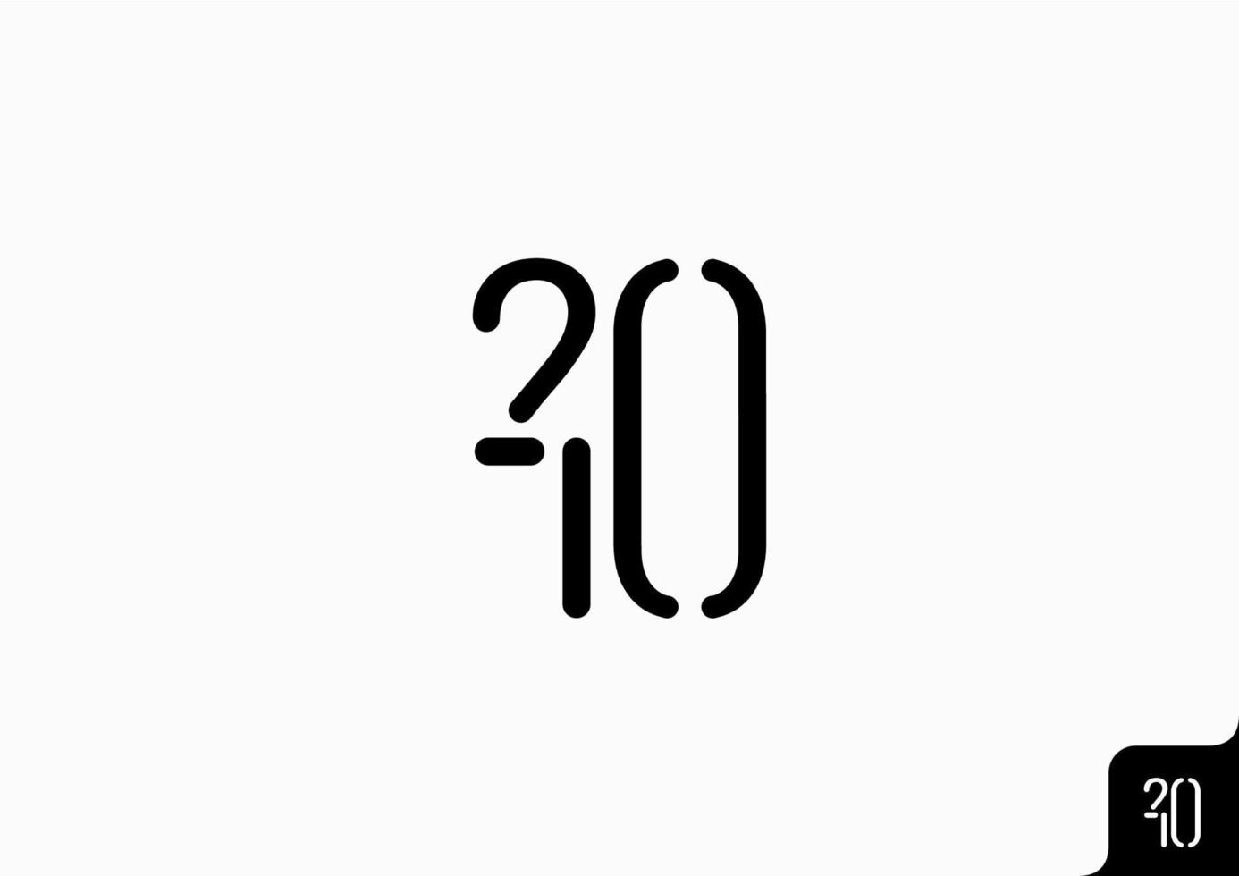 Buchstabe 210 Logo-Design mit flachem minimalistischem Konzept vektor