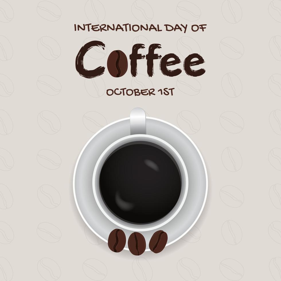 internationaler kaffeetag 1. oktober illustration auf isoliertem hintergrund vektor