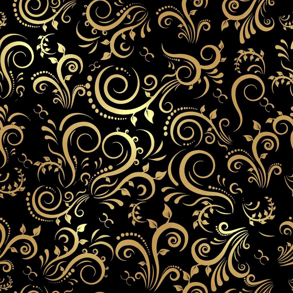 sömlös blommig bakgrund mönster för årgång design. prydnad med guld löv vektor