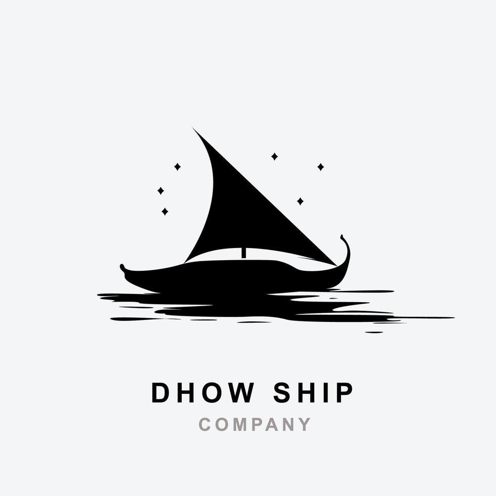 silhuett av dhow logotyp design, traditionell segelbåt från Asien ,afrika vektor