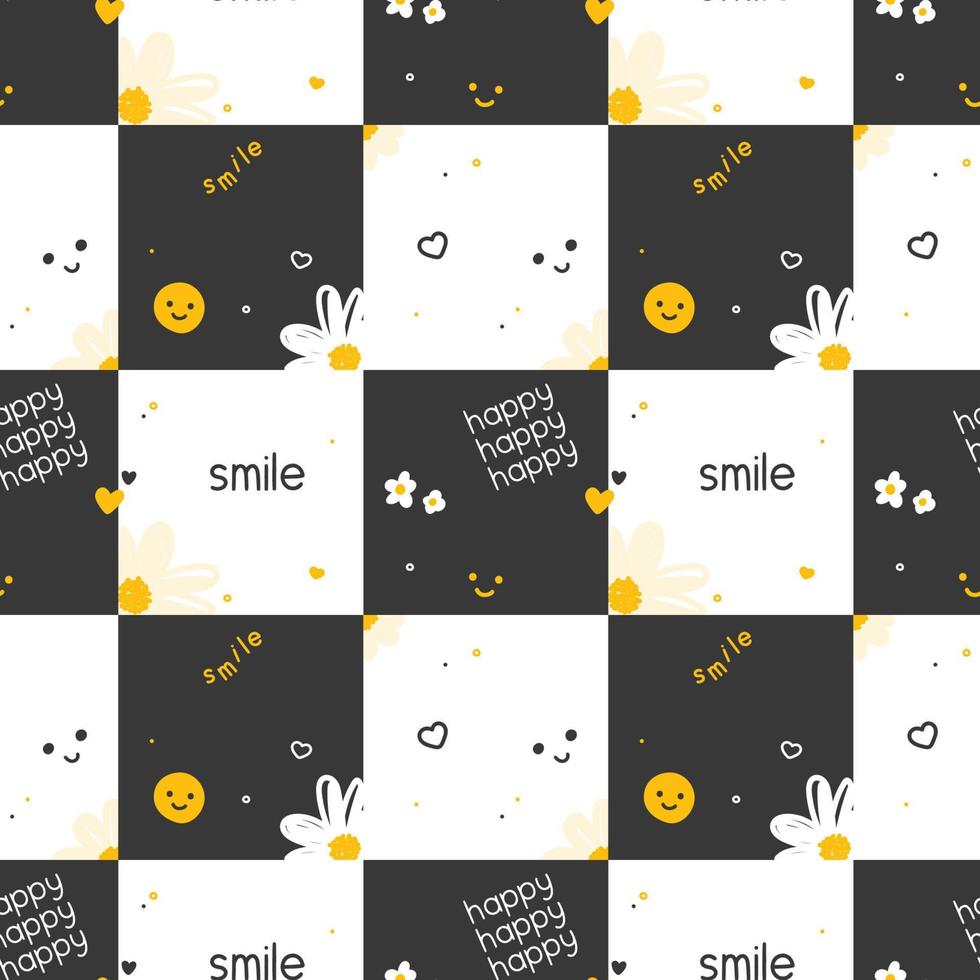 Blüte Gänseblümchen gibt ein glückliches Lächeln nahtlose Muster Geschenkpapier Hintergrundbild vektor