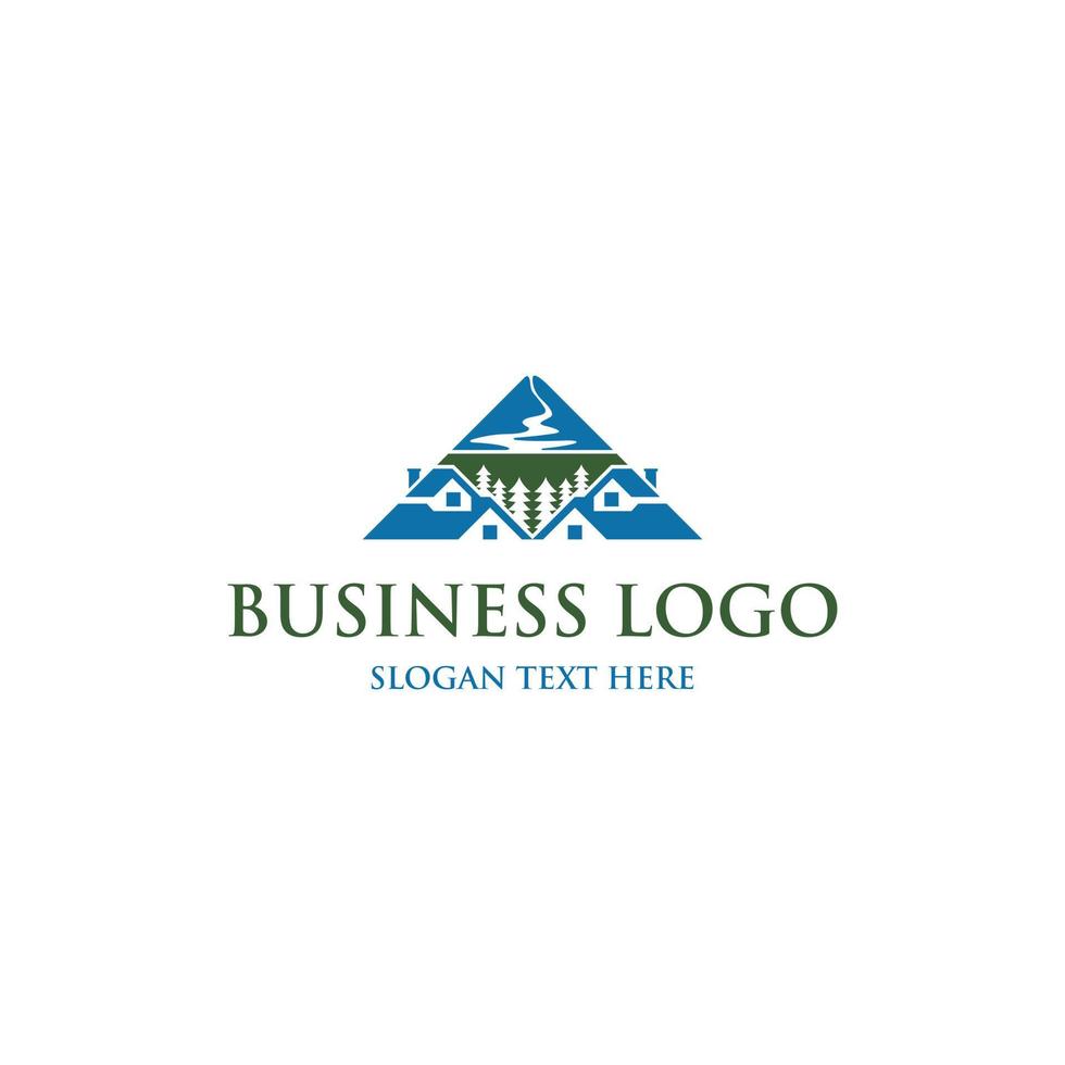 logo für die landschaftsgestaltung von immobilien in den heimatbergen vektor