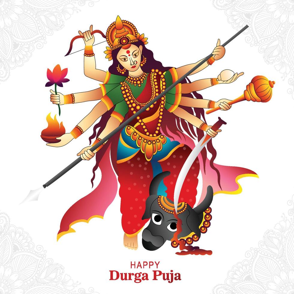 hindu festival shubh Navratri eller durga puja firande kort bakgrund vektor