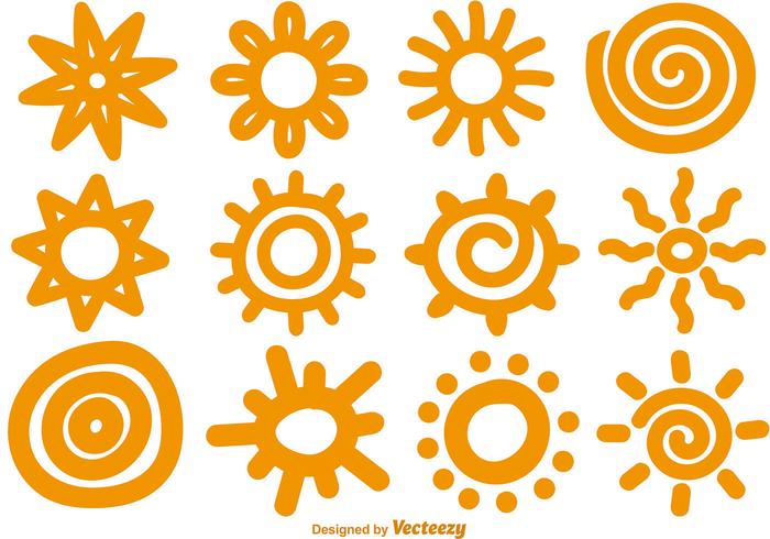 Vektor handgezeichnete Sonnen