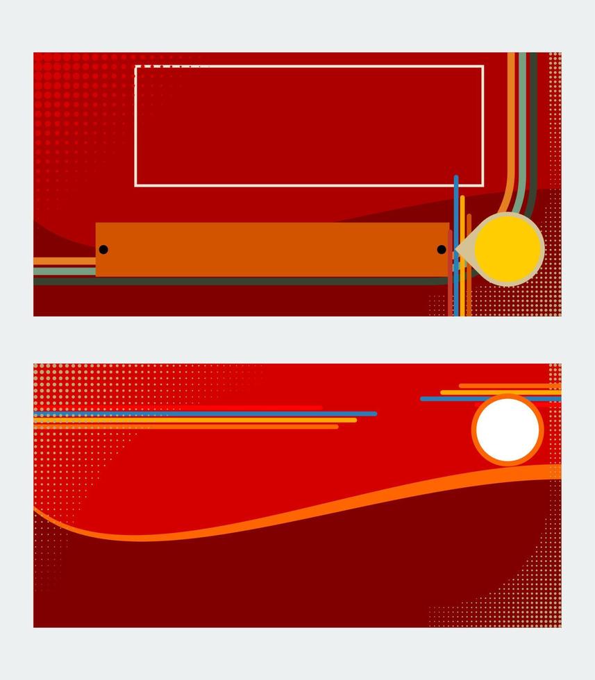 editierbare rote Banner-Vektorvorlagen mit Halbtonpunkten und Retro-Linien für Texthintergrund vektor