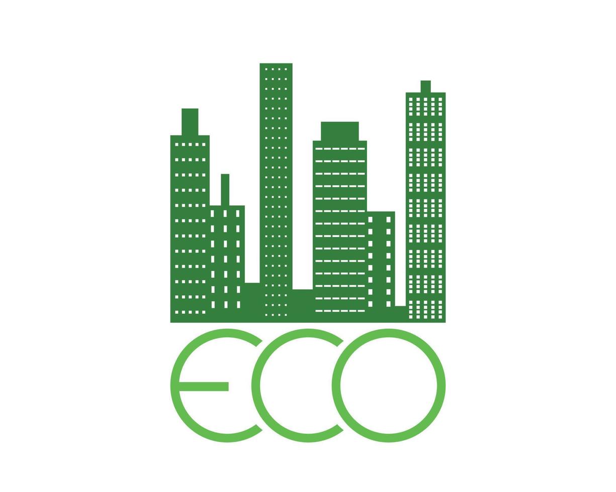 stad eco logotyp - ekologi och hållbar begrepp - vektor illustration