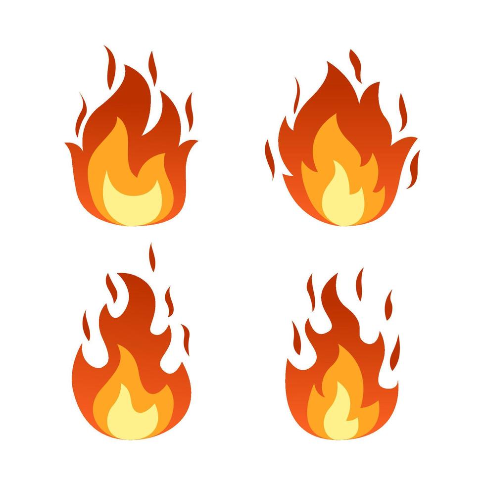 Sammlung von Lagerfeuer Feuer Flamme abstrakte Gerstenkorn isoliert auf weißem Hintergrund vektor