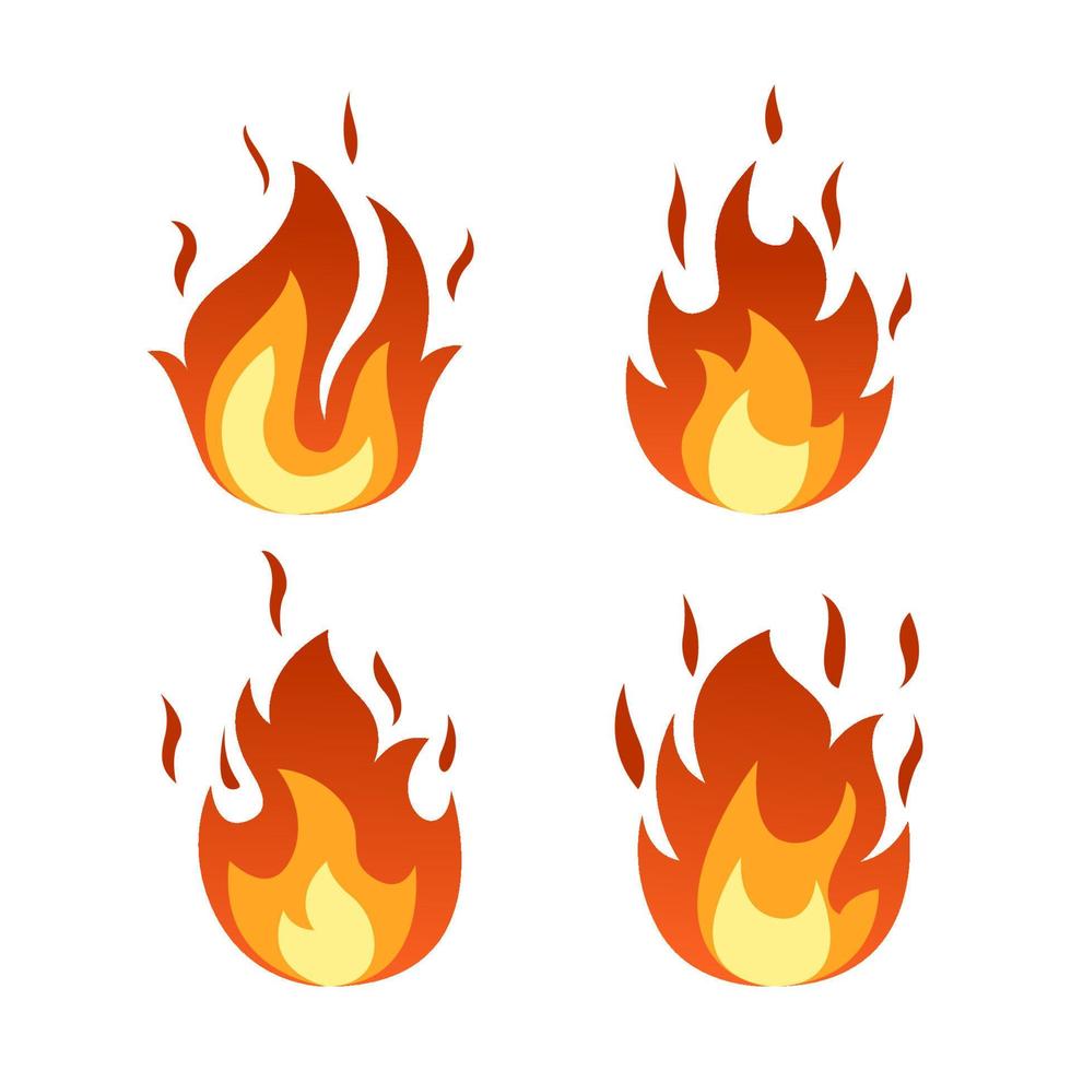 Sammlung von Lagerfeuer Feuer Flamme abstrakte Gerstenkorn isoliert auf weißem Hintergrund vektor