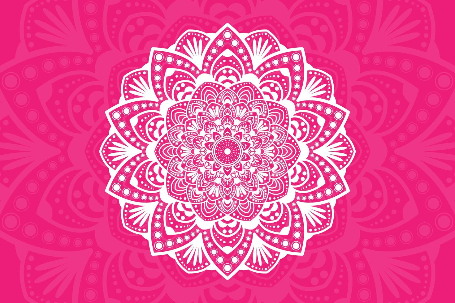 vit blommig mandala design på rosa vektor