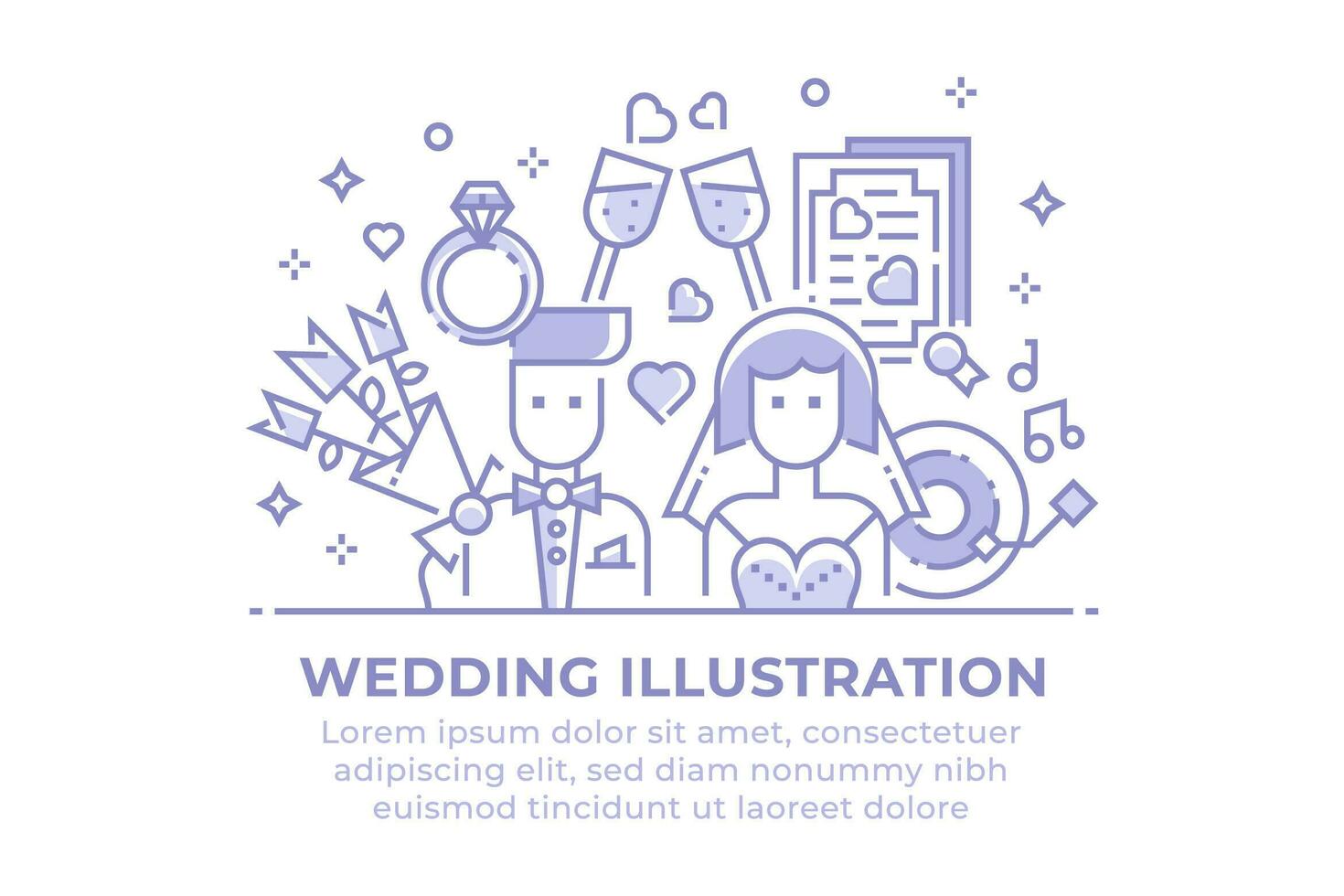 Hochzeit lineare Illustration vektor