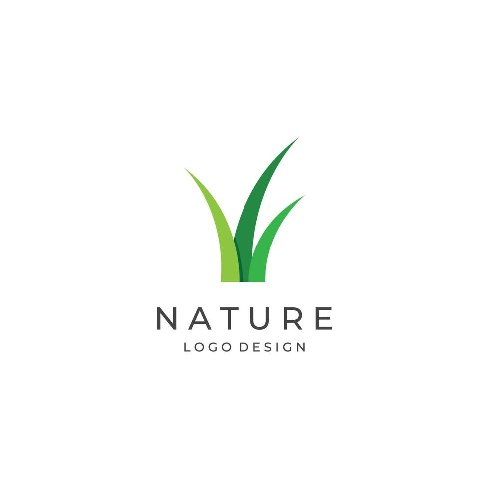 naturlig grön gräs, äng, och klippt gräs element logotyp i vår vektor logotyp design mall.
