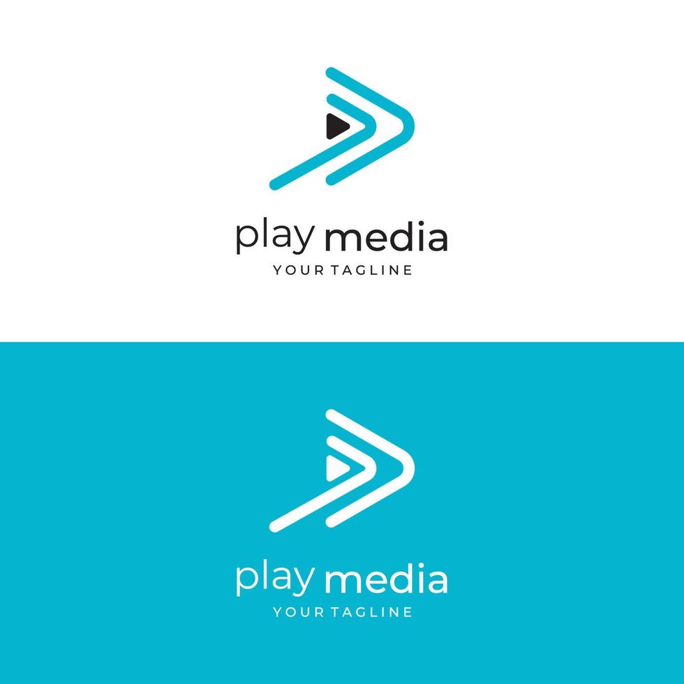 media logo play button mit modernem dreieck, das logo kann für multimedia, druck, technologie und andere unternehmen verwendet werden. vektor