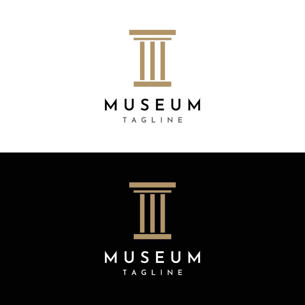 museer, museum kolumner, museum rader, museum pelare logotyper. museer med minimalistisk och modern begrepp. logotyper kan vara Begagnade för företag, museer och företag. vektor