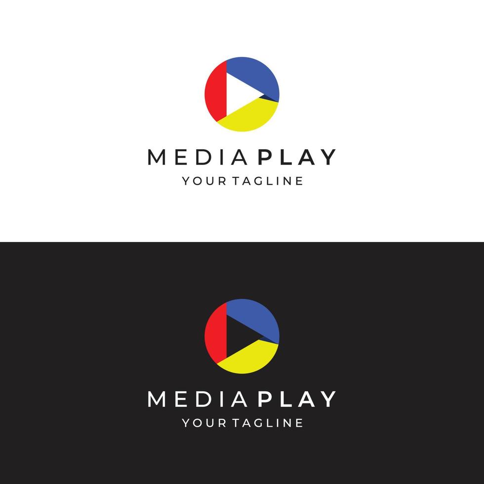 media logotyp spela knapp med modern triangel, de logotyp kan vara Begagnade för multimedia, utskrift, teknologi och Övrig företag. vektor