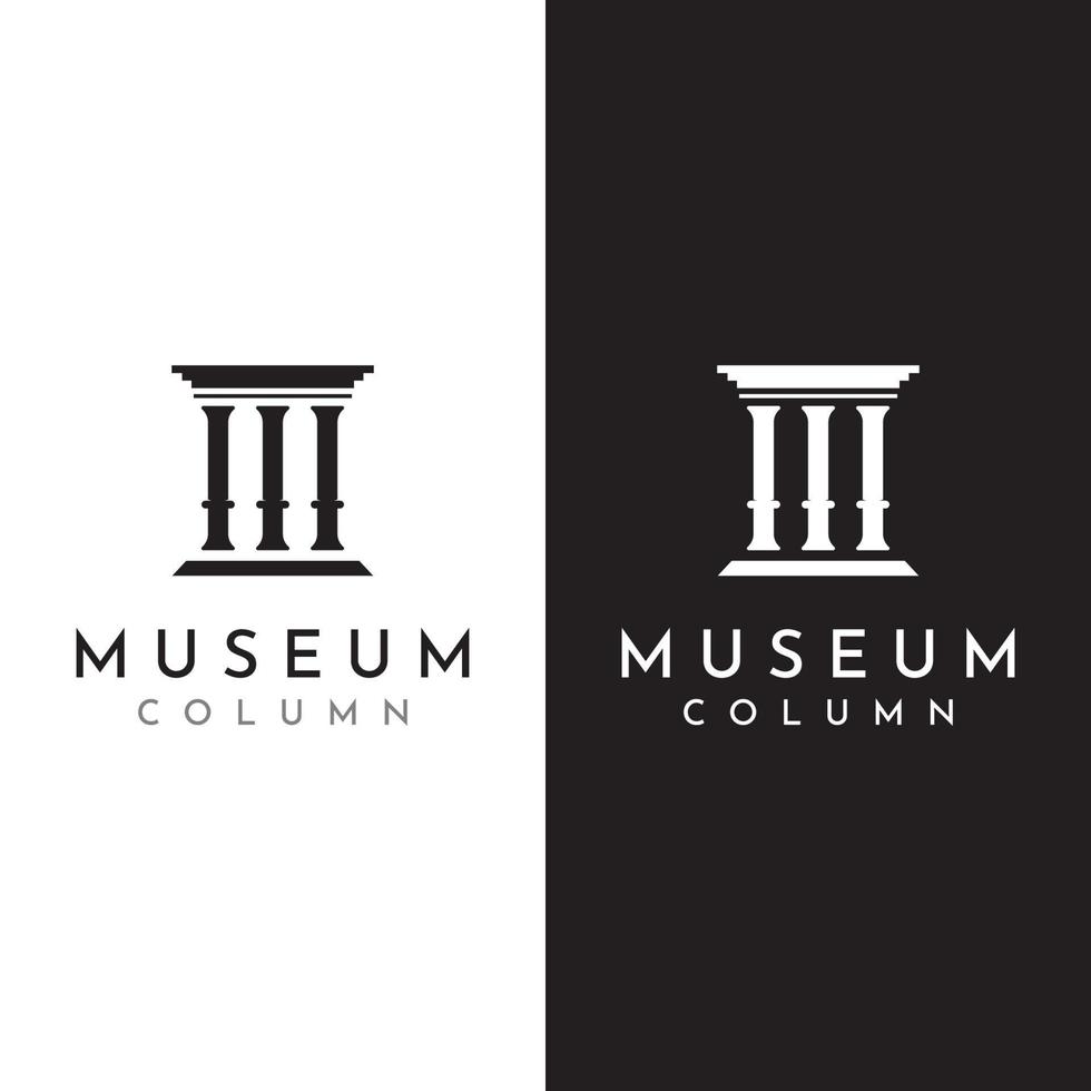 Museen, Museumssäulen, Museumslinien, Museumssäulenlogos. Museen mit minimalistischen und modernen Konzepten. Logos können für Unternehmen, Museen und Unternehmen verwendet werden. vektor