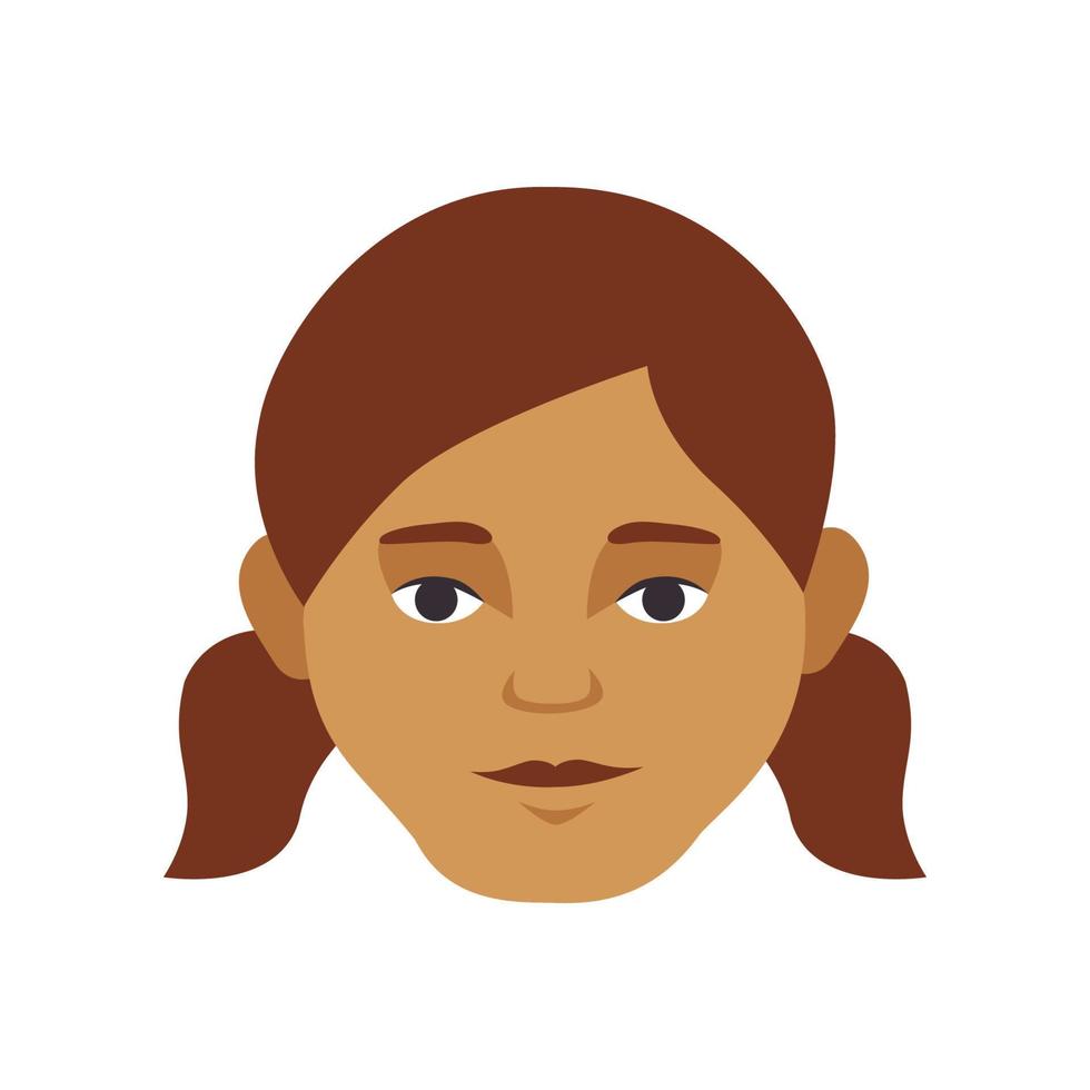 ung flicka huvud barn ansikte avatar ikon enkel platt stil vektor illustration