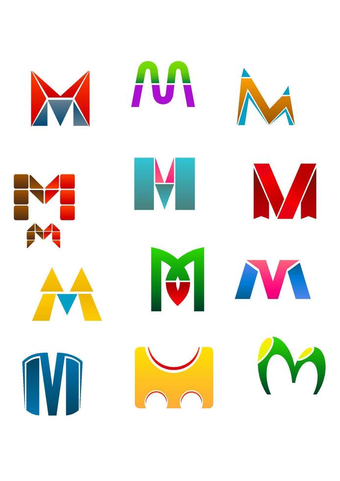 Symbole des Buchstabens m vektor