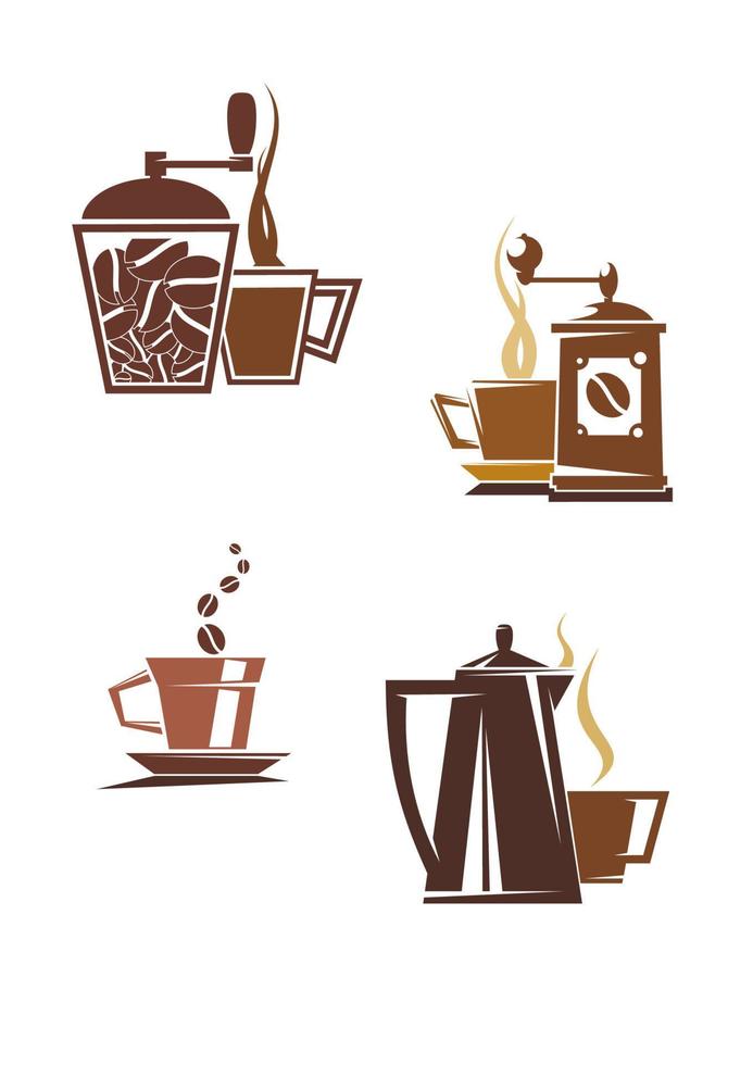 Kaffee- und Teesymbole und -ikonen vektor