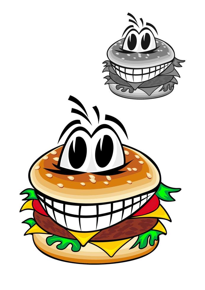 tecknad serie hamburgare rolig karaktär vektor