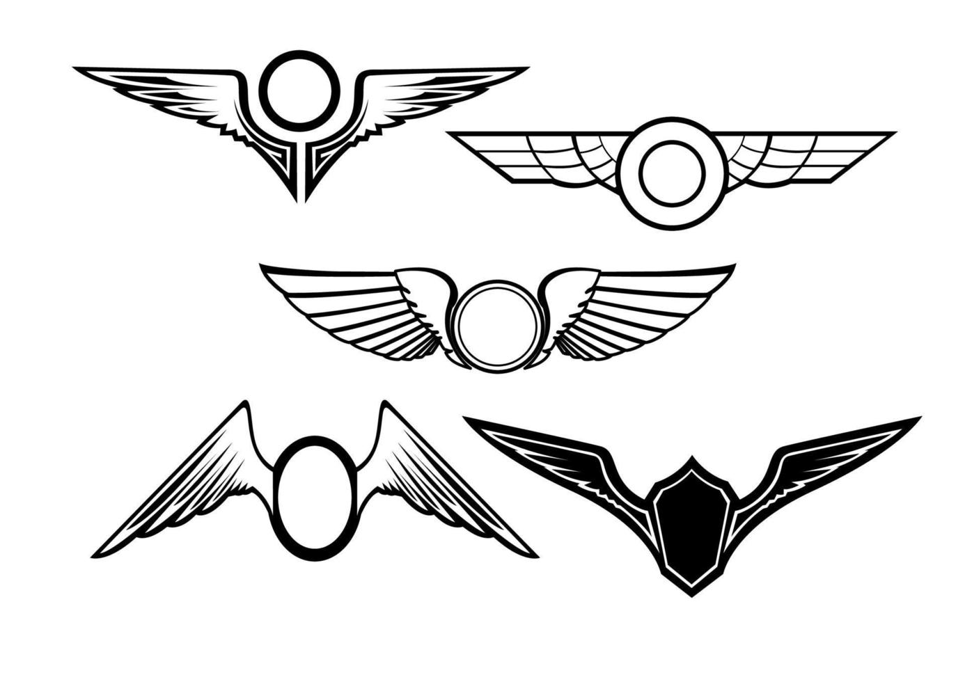 Reihe von Flügelsymbolen vektor
