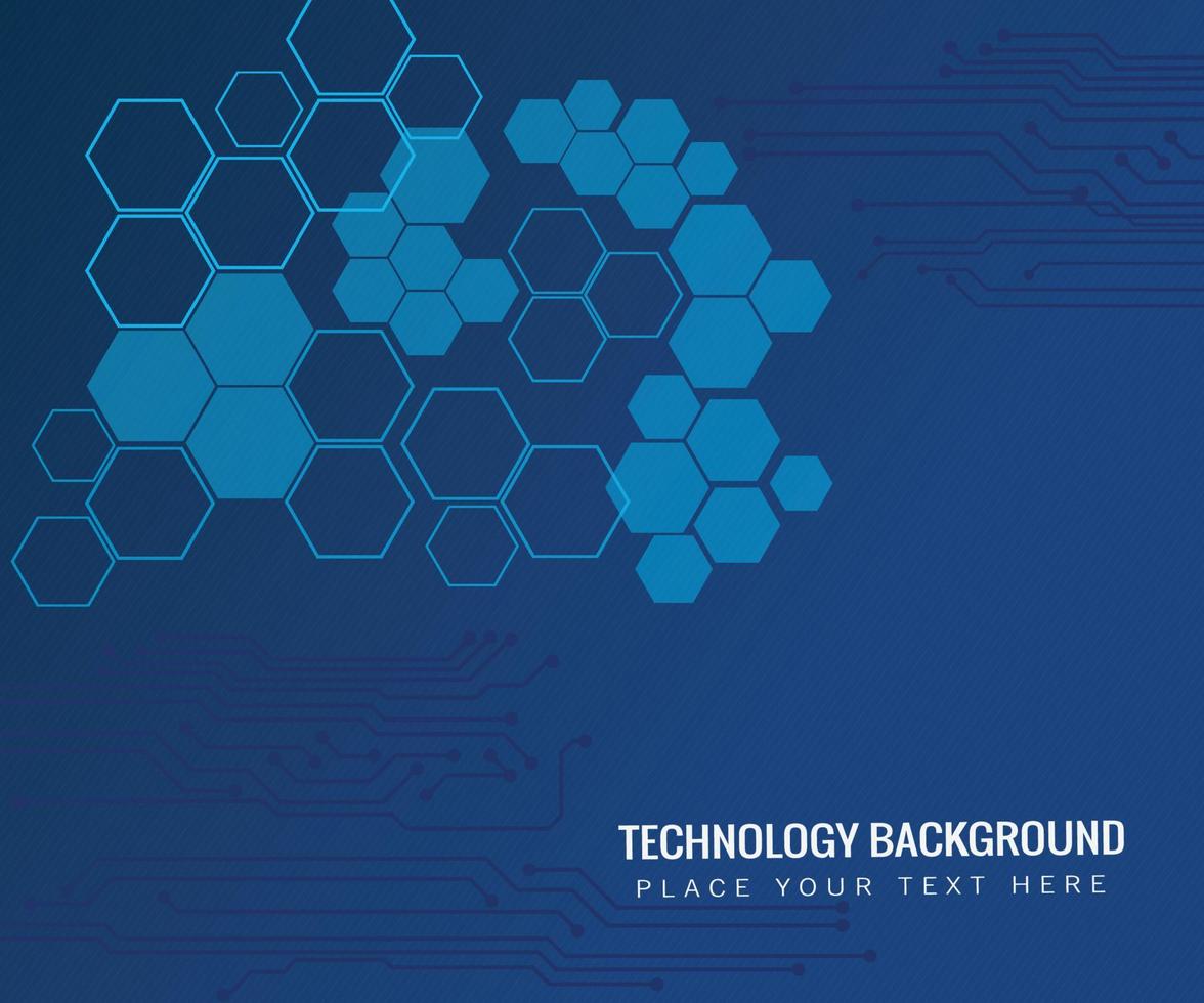 blå teknologi begrepp bakgrund med hexagonal element för hemsida vektor