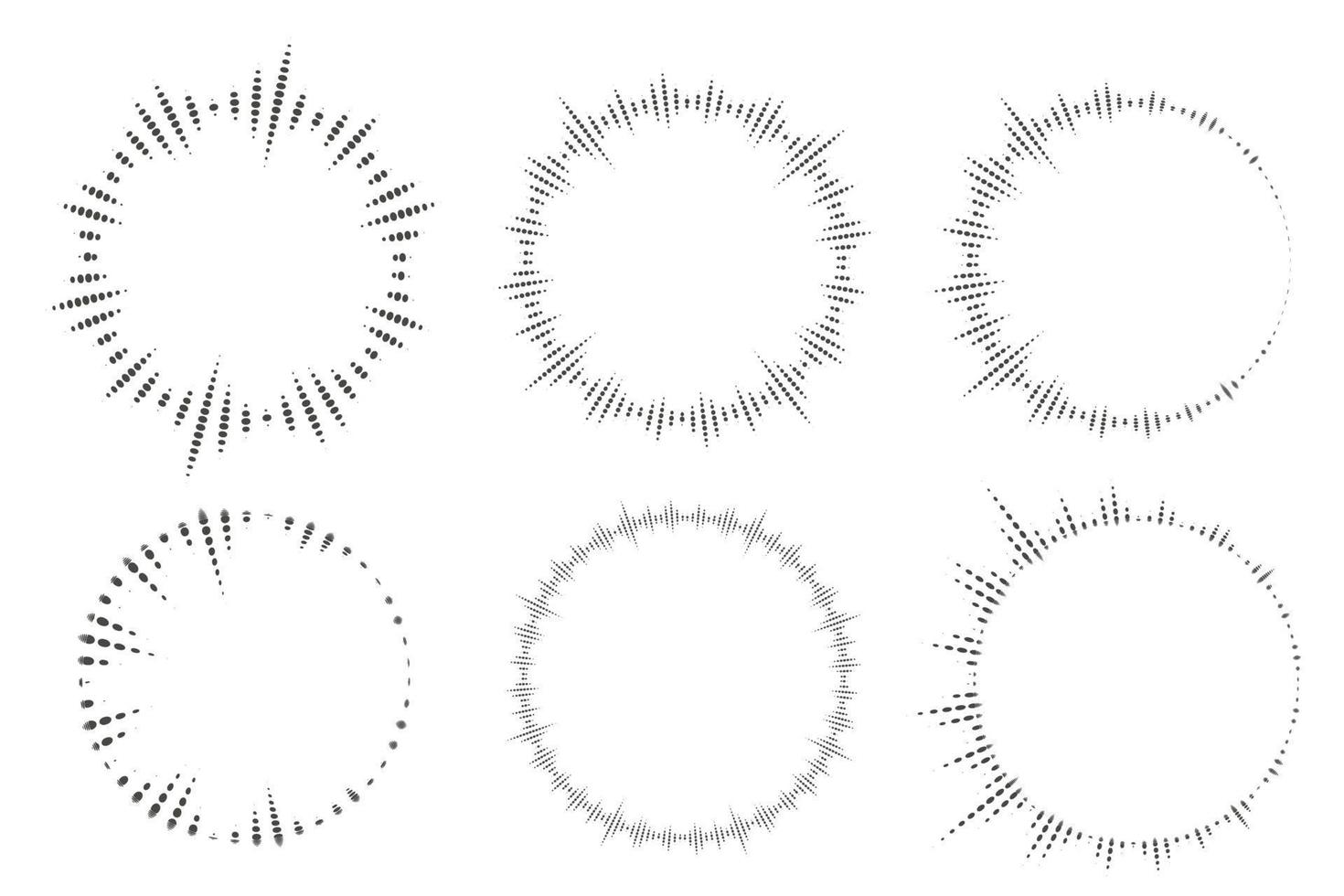 cirkel ljudvågor. cirkulär musikljudsutjämnare. abstrakt radiell radio- och röstvolymsymbol. vektor illustration.