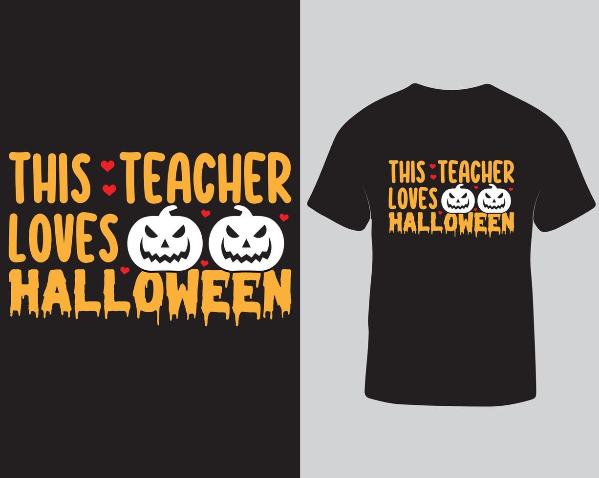 Dieser Lehrer liebt Halloween-T-Shirt-Design-Pro-Download vektor