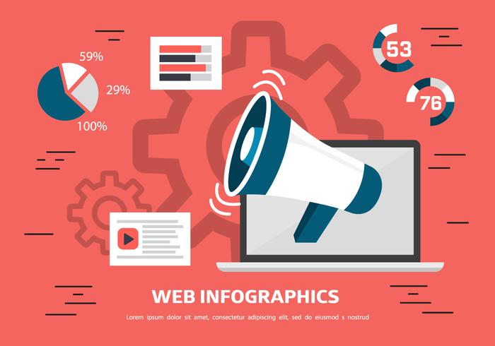 Free Flat Designed Digital Data Vector Illustration mit Megaphon