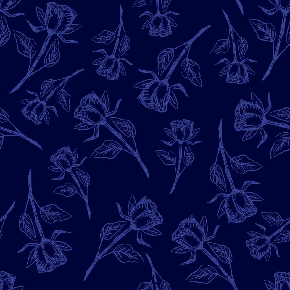 Blumenmuster aus Rosenblüten. blaue Farben vektor