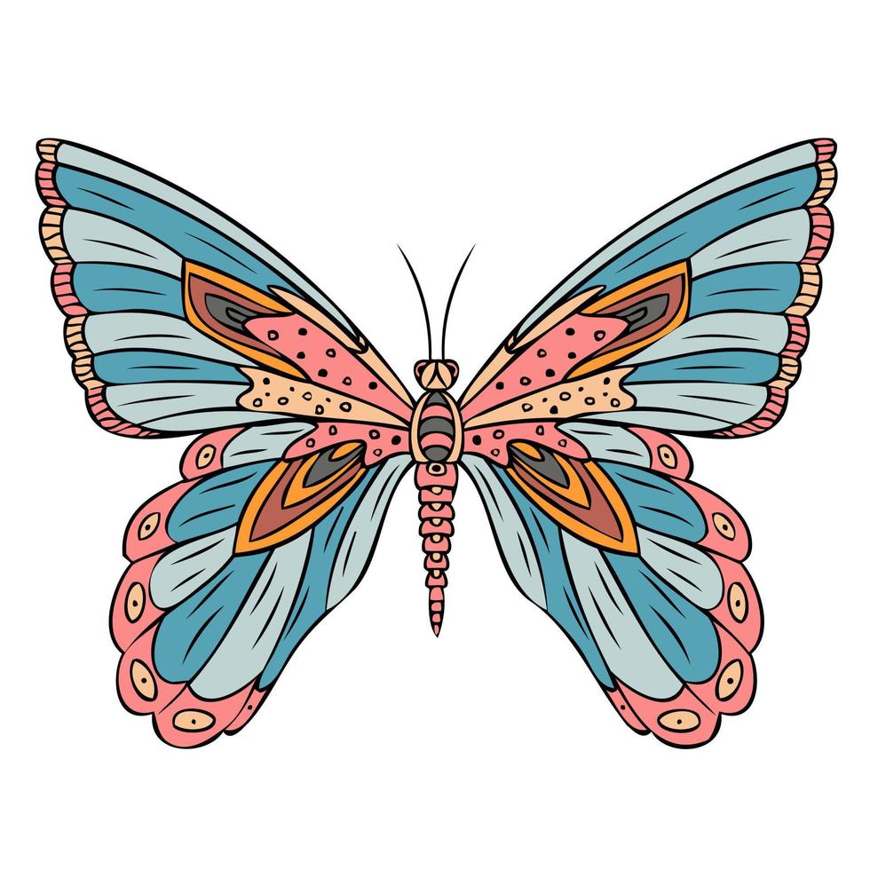 bunter Schmetterling. hand gezeichnete vektorillustration vektor