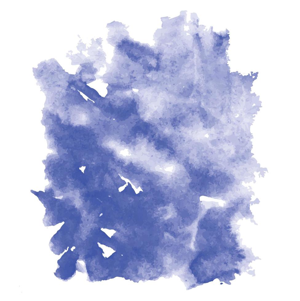 abstraktes modernes handgemaltes Design mit Aquarellfleck-Pinselstrich von blauen Wolken, lokalisiert auf weißem Hintergrund. Vektor als dekorative Designkarte, Banner, Poster, Cover, Broschüre, Wandkunst.