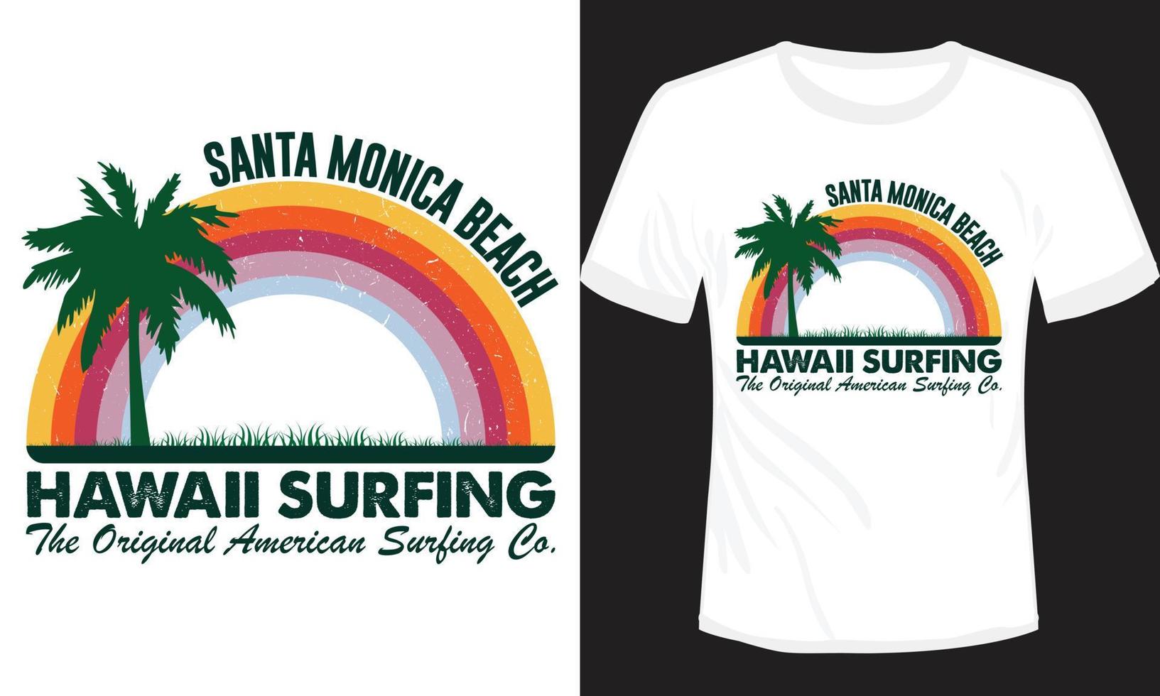 hawaii surfen santa monica strand t-shirt design vektor