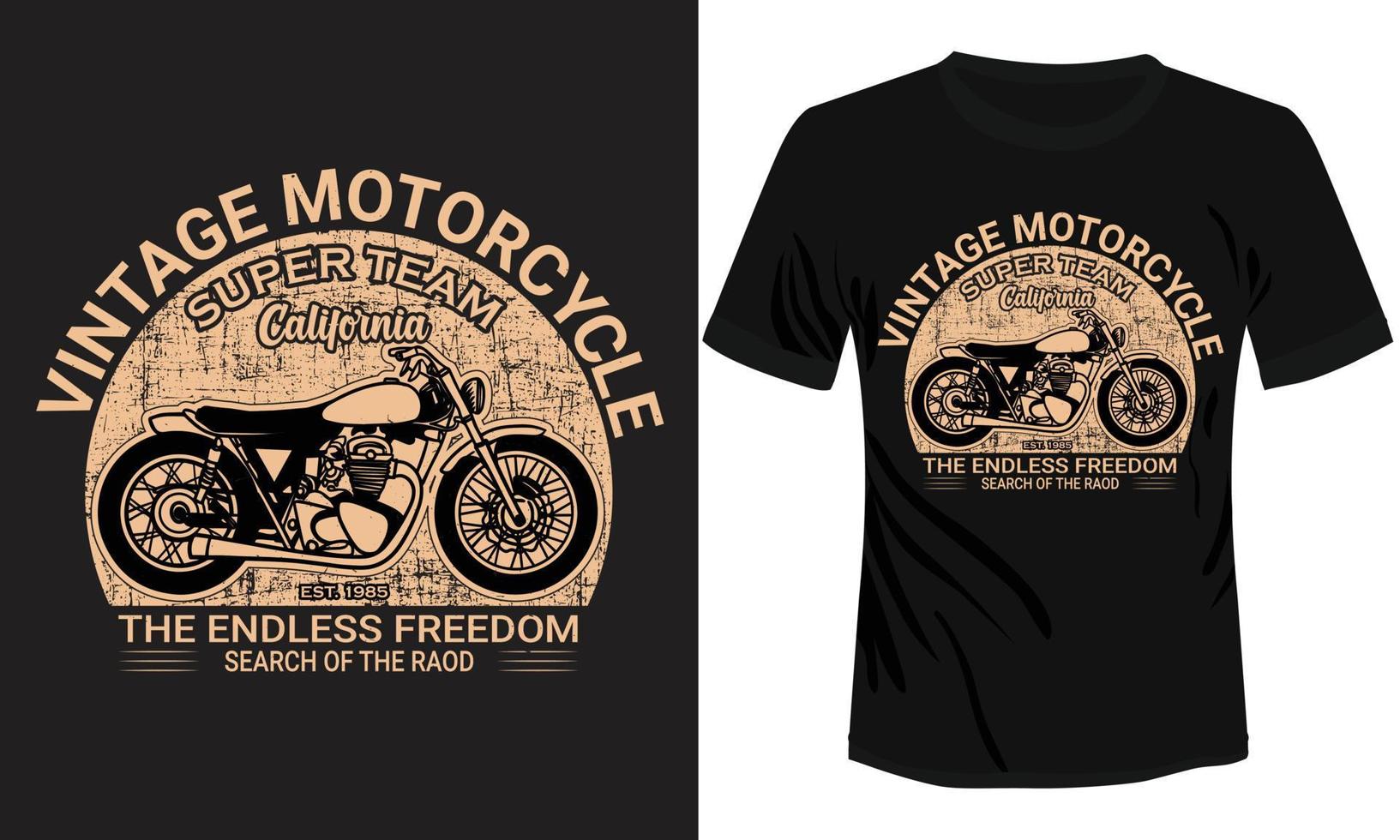 vintage motorcyvcle das endlose freiheit t-shirt design vektor