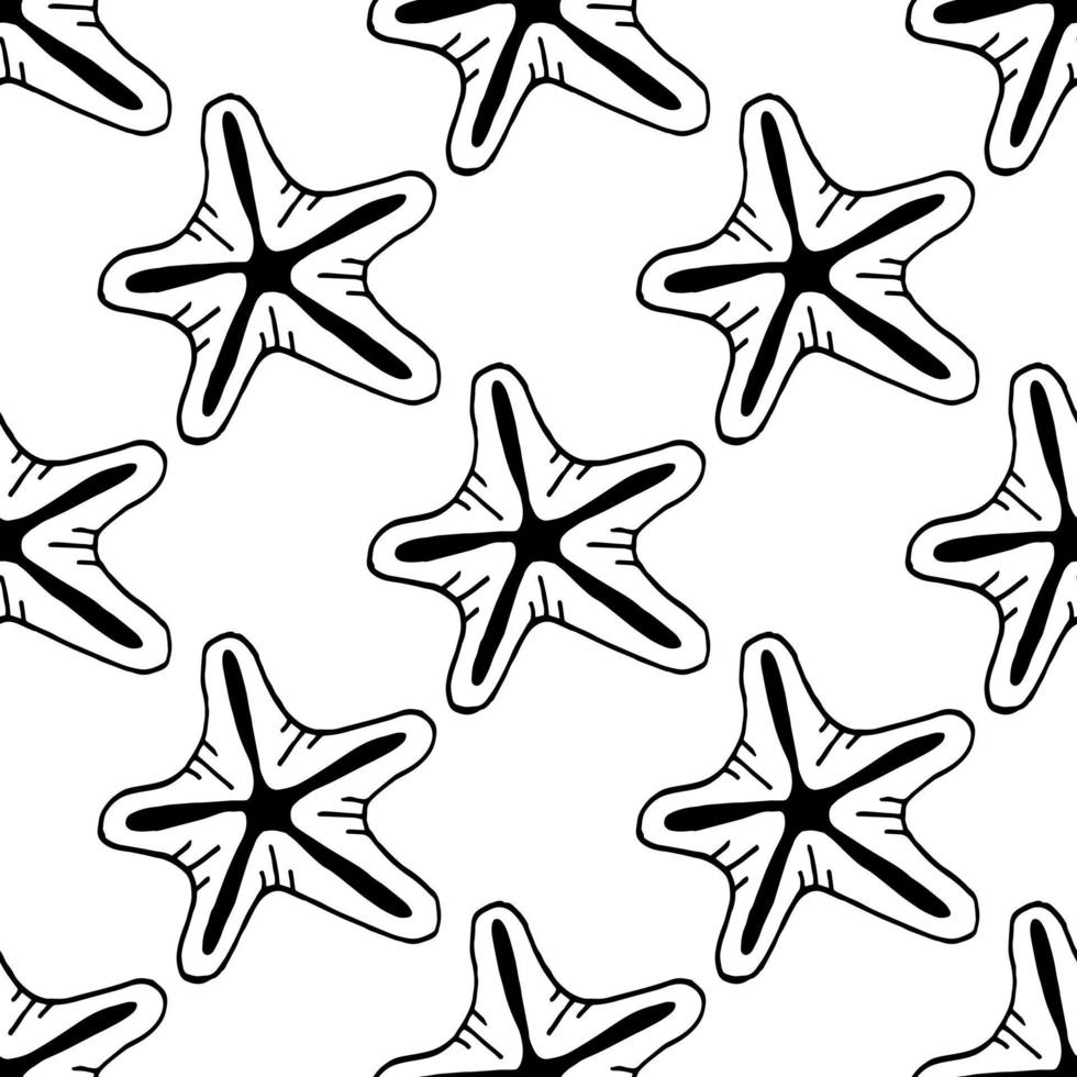 sömlös mönster med sjöstjärna på vit bakgrund. vektor bild.