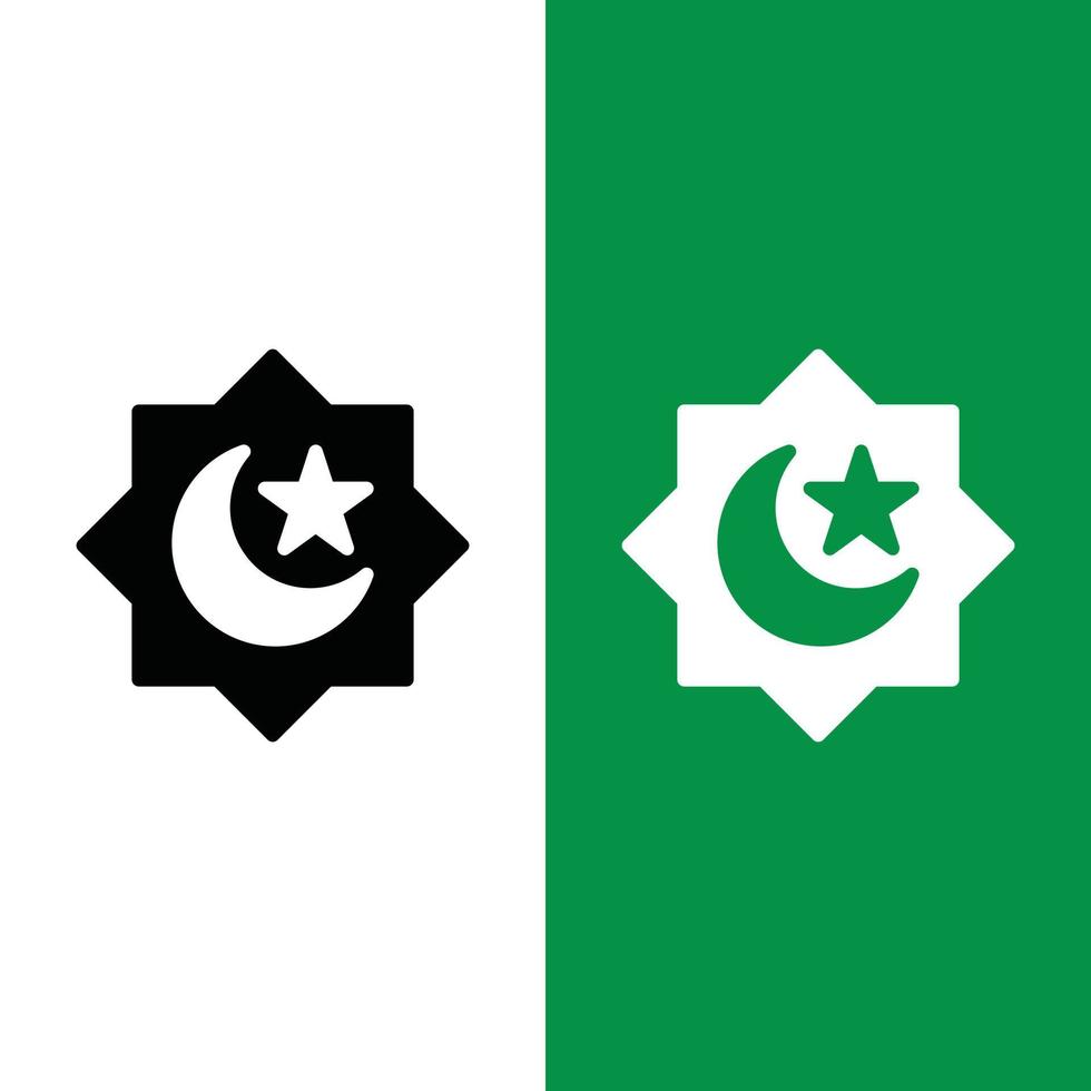 islamisches Halbmond-Stern-Vektor-Symbol-Logo im Glyphen-Stil vektor