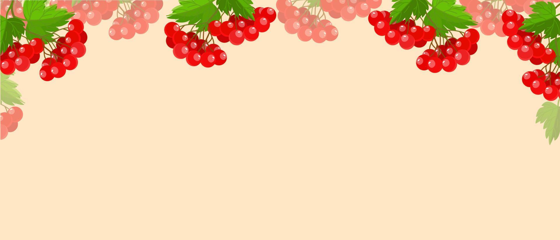 viburnum ist ein symbol der ukraine auf dem hintergrund der landschaft. Schneeball opulus. Schneeball. rote Beere. Buschpflanze. Cartoon-Stil. Vektor-Illustration. vektor