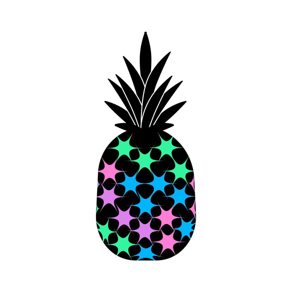 gekritzel ananas. moderne ananasfrucht mit schwarzen blättern. abstrakte Kunst tropischer Früchte. isolierte Darstellung auf weißem Hintergrund. Vektor-Illustration. vektor