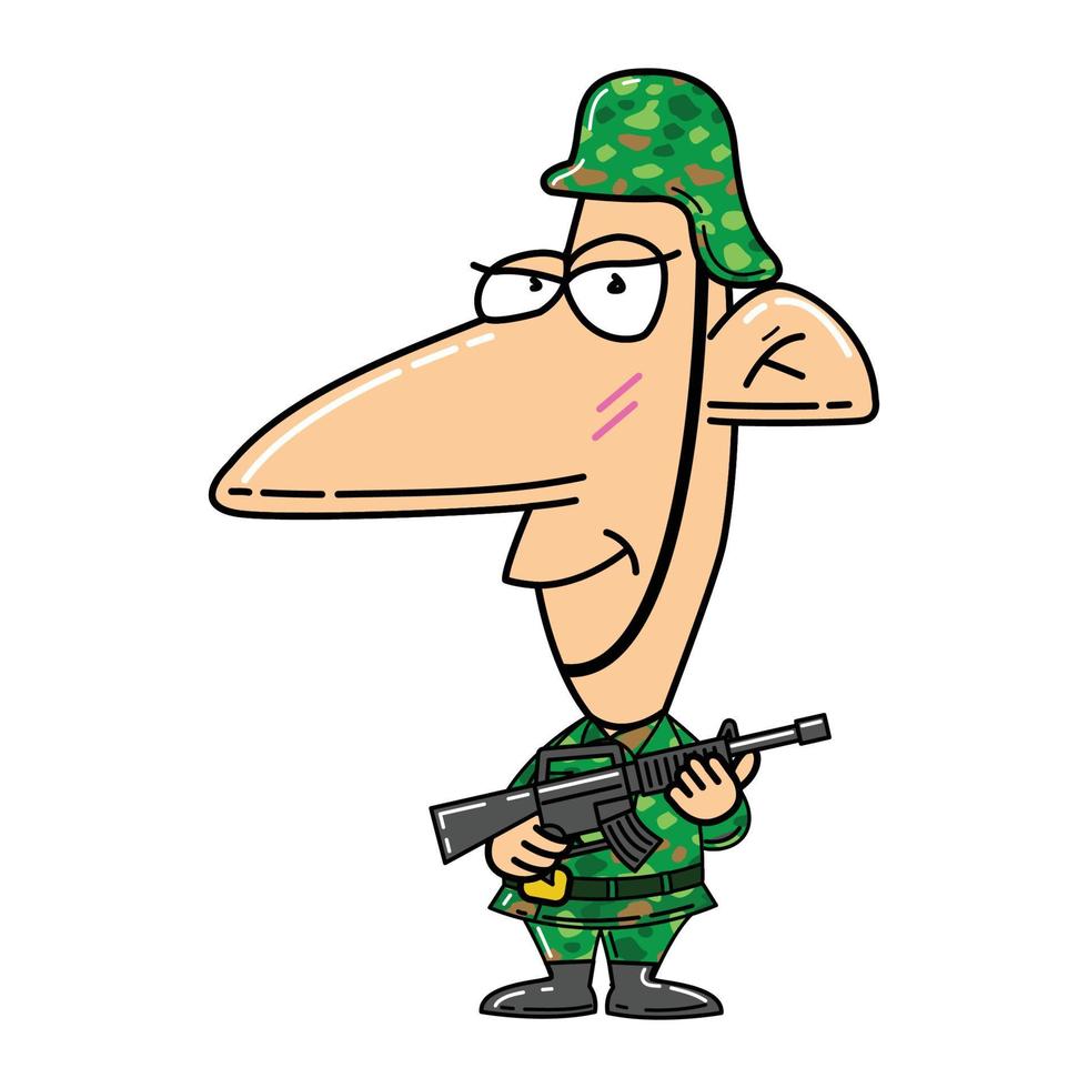 söt ClipArt av soldat på tecknad serie version vektor