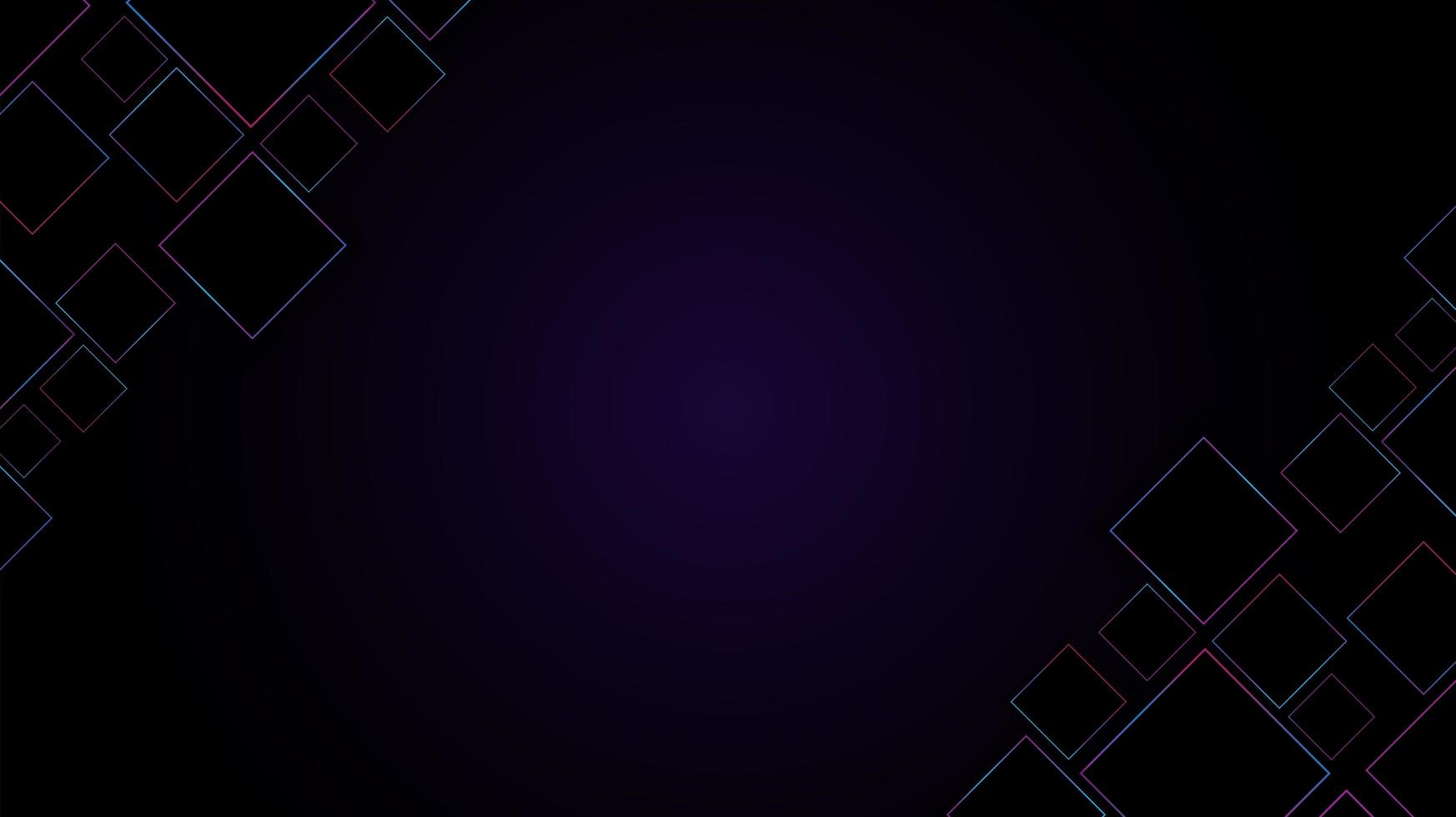 lila Verlaufshintergrund mit quadratischen rosa und blauen Rahmen vektor