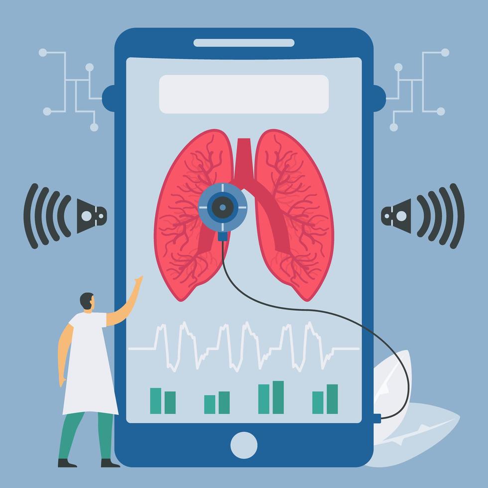 ny teknik för lungljudkontroll på smartphone vektor