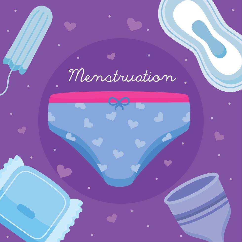 fem kvinnor menstruation ikoner vektor