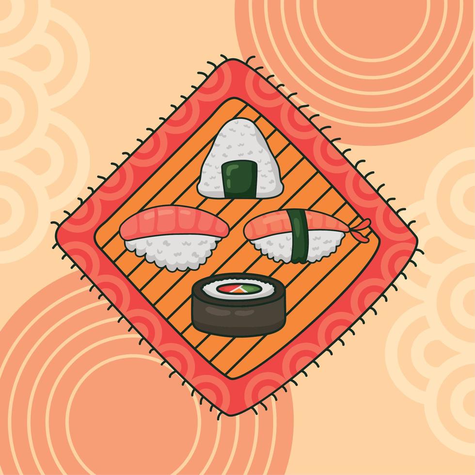 utsökt sushi japansk mat vektor
