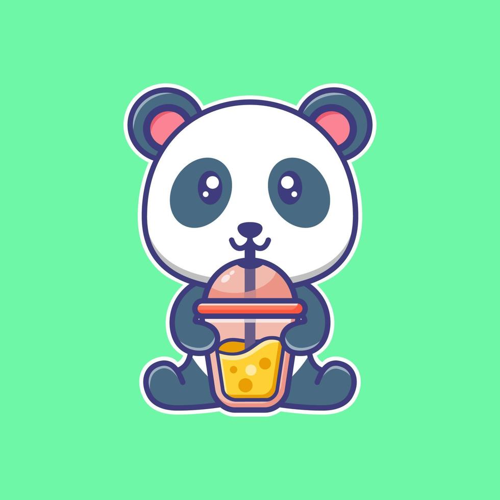 söt panda tecknad serie klistermärke. söt djur- illustration. Lycklig panda tecknad serie. vektor