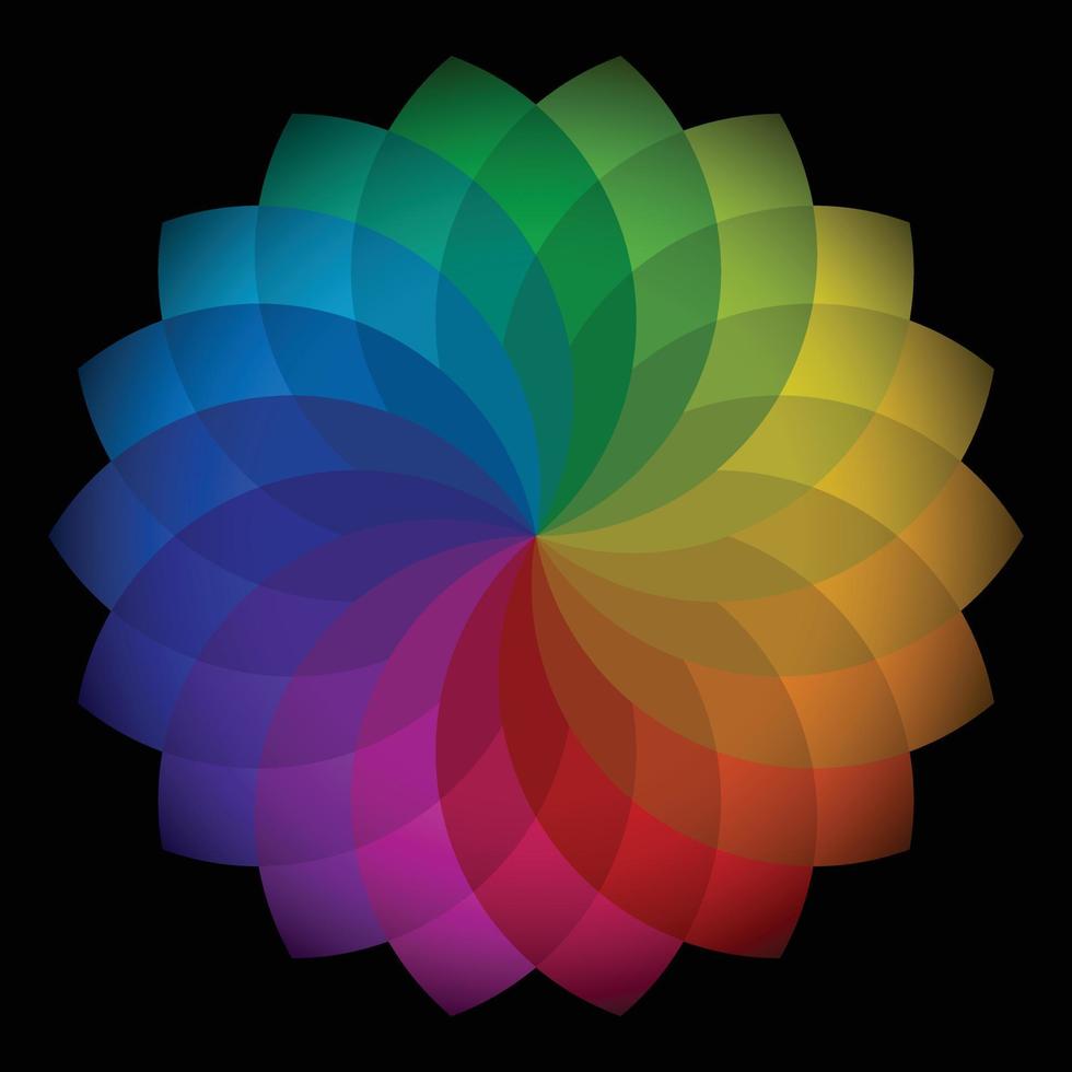 Blume Mandala Form Regenbogenfarbe vektor
