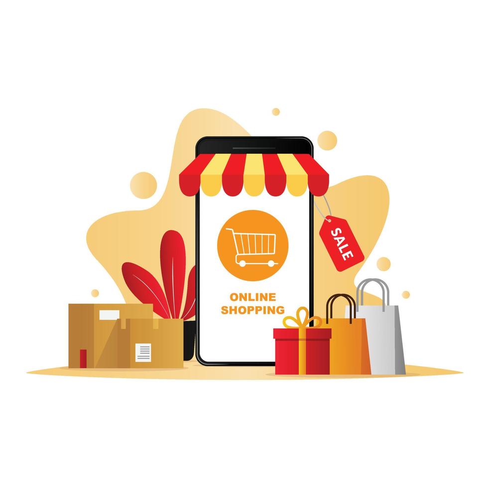 E-Commerce-Illustration für mobiles Einkaufen vektor