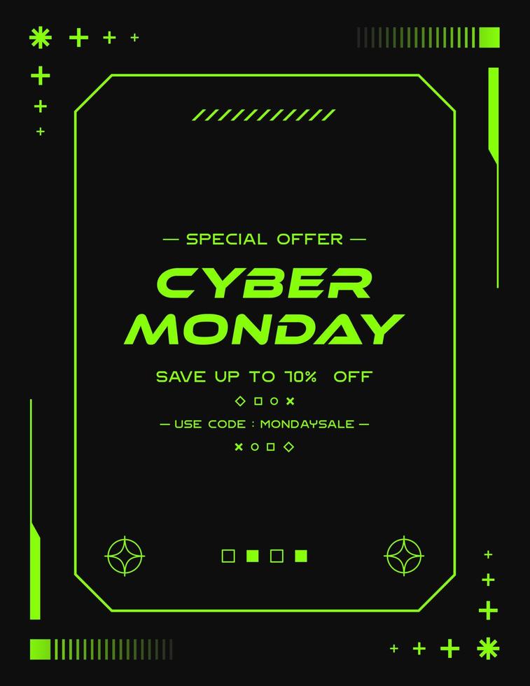 cyber måndag försäljning affisch design. cyber måndag försäljning flygblad mall. design för använda sig av för affisch, baner, handla, befordran, reklam. vektor