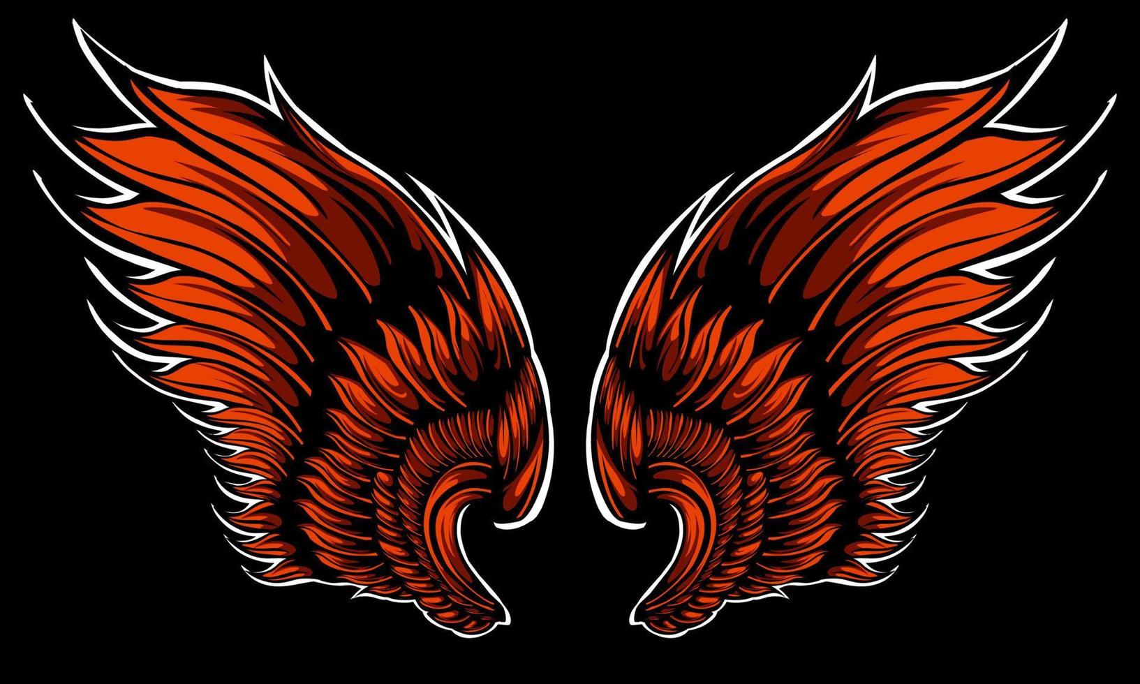 röd ängel vingar tatuering illustration vektor
