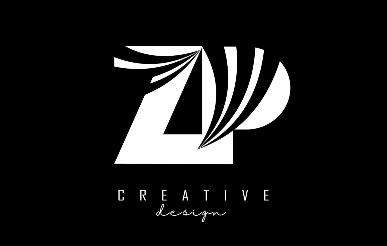 kreativ vit brev Z P z p logotyp med ledande rader och väg begrepp design. brev med geometrisk design. vektor