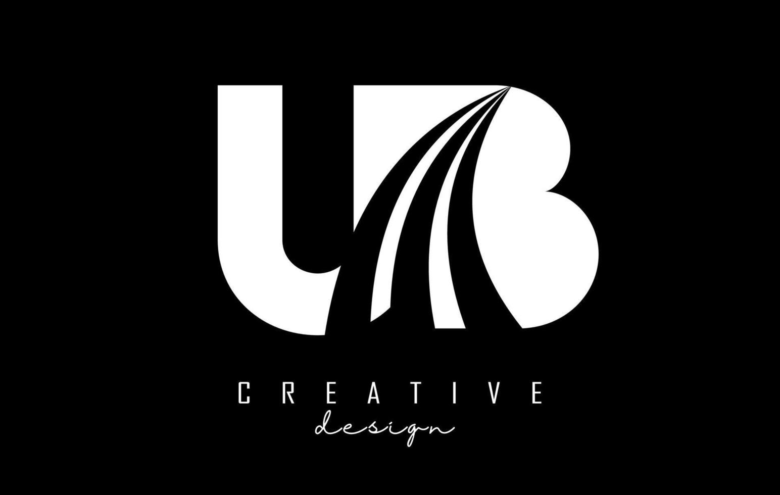 kreative weiße buchstaben ub ub logo mit führenden linien und straßenkonzeptdesign. Buchstaben mit geometrischem Design. vektor